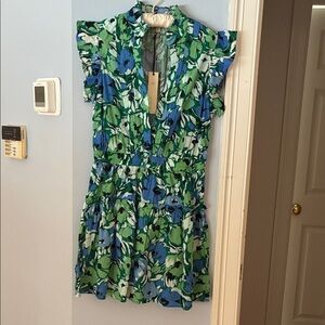 Pinch Green and Blue Floral Mini Dress